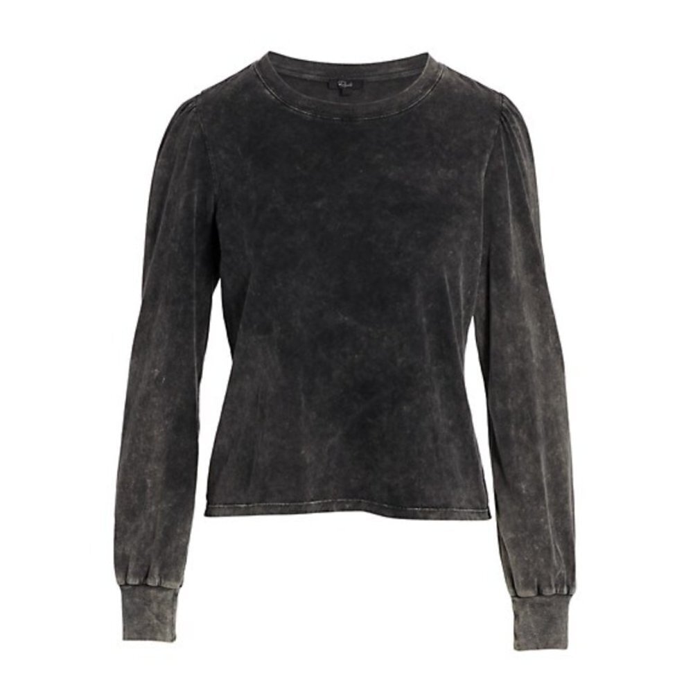 Women's XS Rails Emilia Puff SleeveTee Black Acid Wash Crewneck